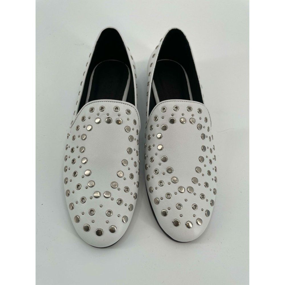 NEW Sandro Bary Studded Leather Loafers white 8 white - Picture 4 of 14